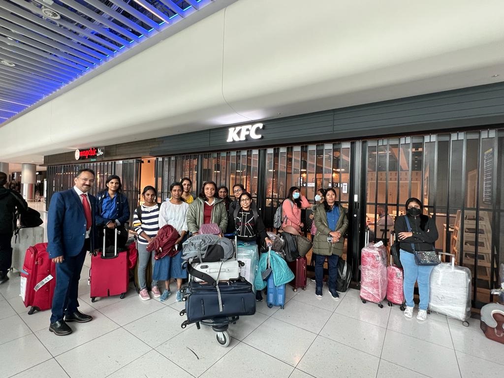 International nursing candidates arriving at Manchester Airport